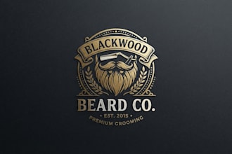 design a premium beard logo for your grooming brand