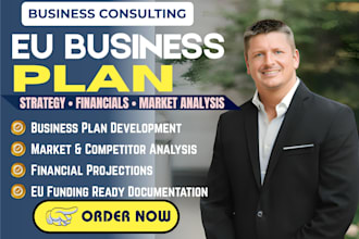 create an eu business plan with market research and financial projections