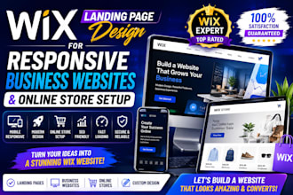 do wix landin page design for responsive business website and online store setup