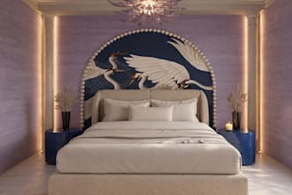 design and render a realistic 3d bedroom interior