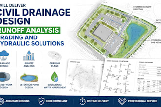 deliver civil drainage design runoff analysis grading and hydraulic solutions