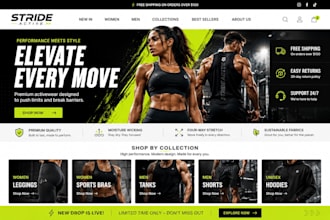 design activewear shopify store sportwear store activewear clothing website