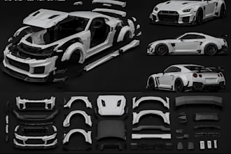 car body kit 3d printing and car modeling widebody kit