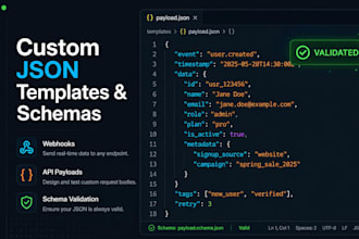 design custom json templates for apis, webhooks, and schemas