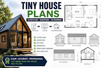 design tiny house plans floor plans elevations and 2d drawings