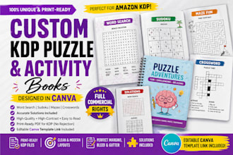 create custom puzzle book interior designs or activity books for amazon KDP