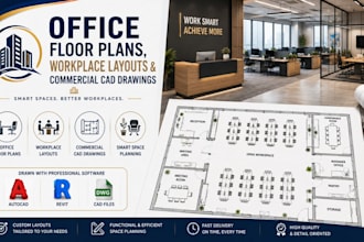 design office floor plans, workplace layouts and commercial cad drawings