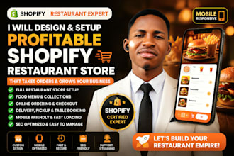 build a shopify restaurant website with online ordering and delivery
