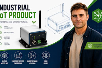 design industrial iot product, smart sensor housing, factory device cad, iot