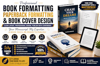 do book formatting, paperback formatting book cover design for amazon publishing