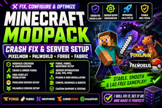 optimize, update and fix minecraft modpack forge fabric mods paper spigot server