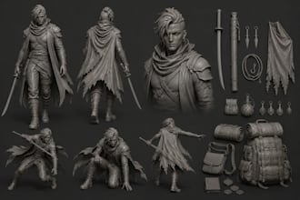 sculpt 3d character creatures model 3d figurine statues tabletop for printing