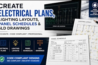 create electrical plans, lighting layouts, panel schedules and sld drawings