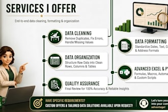 clean, format, and organize messy datasets
