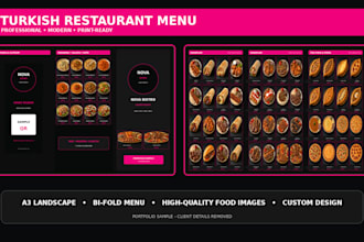 design a professional restaurant menu, food brochure, or price list