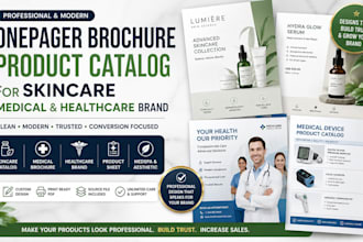 design onepager brochure product catalog for skincare medical healthcare brand
