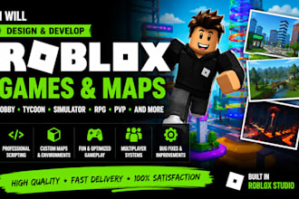 build roblox map,scripter obby,terrain, tycoon,rpg  full roblox game environment