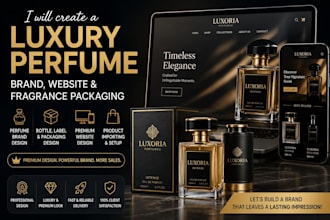 create luxury perfume brand, website and fragrance packaging