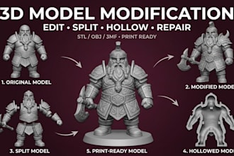 repair, edit, modify, optimize stl 3d model or ai scan cleanup for 3d printing
