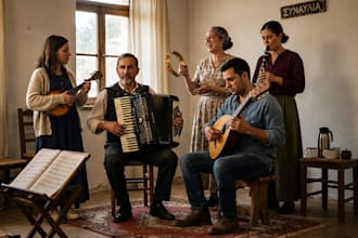 record live accordion clarinet bouzouki mandolin and tambourine