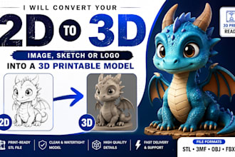 convert 2d to 3d printable model, 2d to 3d toy, image to 3d stl file