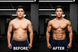 do photoshop editing, enhance muscles, abs, six packs, body slimming, fat remove