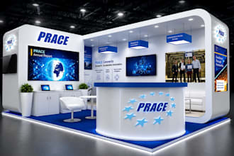 design a trade show booth, exhibition stand, backdrop and booth graphics