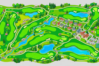 make custom golf course, hole in one, golf hole and course maps for print