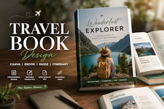design travel book, travel guide, ebook, guide, itinerary or vacation planner