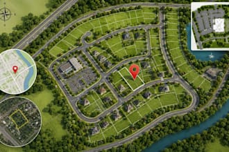 design real estate maps, illustrated maps, site plans, and property maps