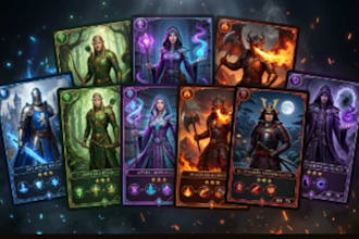 prepare custom playing cards, game cards, and card decks template fantasy cards