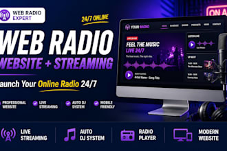 online web radio website with live streaming and auto dj
