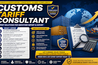 be your customs tariff consultant for hs code, import duty and trade compliance
