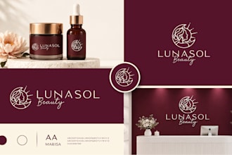 hand drawn, boho, nature inspired and luxury logo for your brand or business
