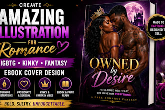 create amazing illustration for romance lgbtq kinky fantasy ebook cover design