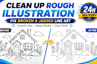 clean up your rough illustration and fix broken or jagged line art