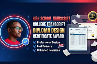 design high school transcript, college transcript, diploma and certificate award