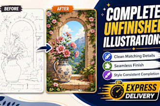 complete your unfinished illustration with clean matching details