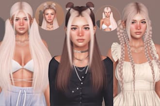 create 3d hair for second life vrchat fivem vtuber zepeto with bento rigging