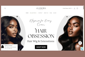 design hair extension shopify store beauty website hair store