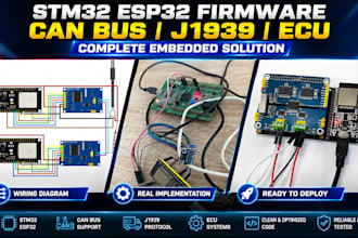 develop stm32 esp32 firmware, can bus, j1939 ecu and embedded systems and coding