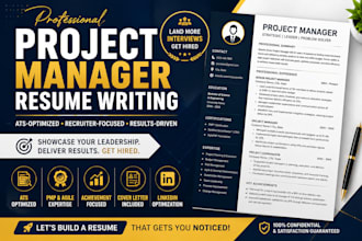 write an ats friendly project manager resume pmp CV  linkedin profile