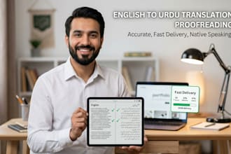 review rewrite articles and translate english to urdu and video editing neatly