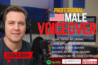 record a deep male american voice over for storytelling youtube video narration