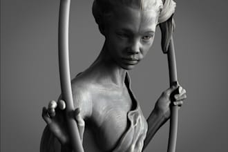sculpt a 3d character, 3d model in zbrush and blender