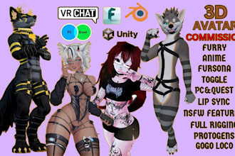 make vrchat furry avater fursona humanoid fursuit with pc quest polygon avatar