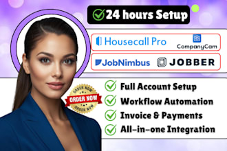 setup jobber housecall pro company cam jobnimbus zenmaid service fusion leap