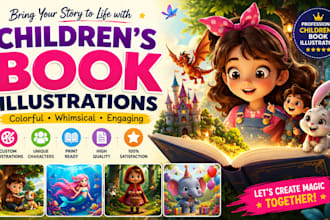 draw whimsical childrens book illustrations and storybook art
