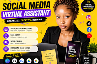 social media virtual assistant data entry webmarket research  insta reels editor