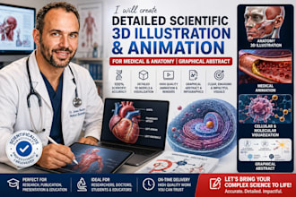 create detail scientific 3d illustration or animation for medical and anatamy